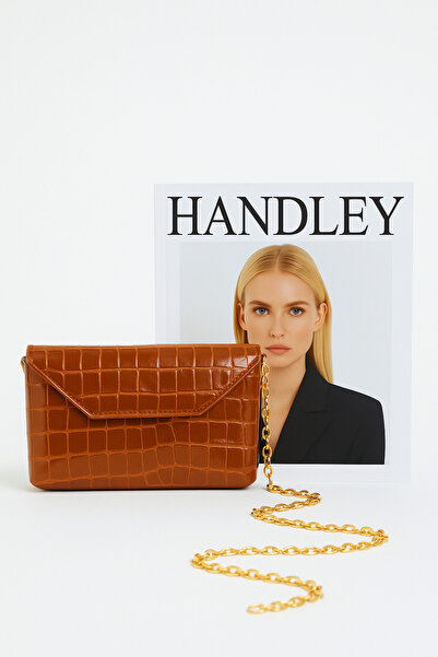 Handley Τσάντα ώμου με διπλό διαμέρισμα με λουράκι με αλυσίδα με σχέδιο κροκό...