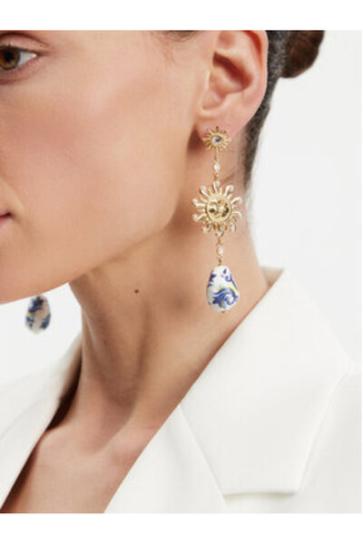 Guess Γυναικεία Σκουλαρίκια Λευκά, Χρυσά JUBE05082JW