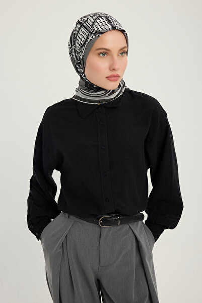 Schaless Stema Cavalerilor - Negru - Eșarfă din Viscoză cu Motiv Vierra - 90x...