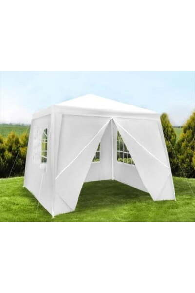 Selgot Garden Pavilion, 3x3m, 4 Side Walls with Windows, White