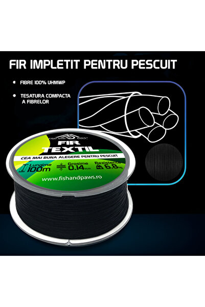 Fish & Paws Fir textil pentru pescuit ® impletit in 4 fire, rezistenta pana l...