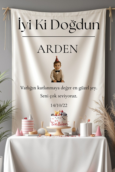 Puppetzzz Kişiye Özel Büyük Ebat İyi Ki Doğdun Fotoğraflı Doğum Günü Flaması ...