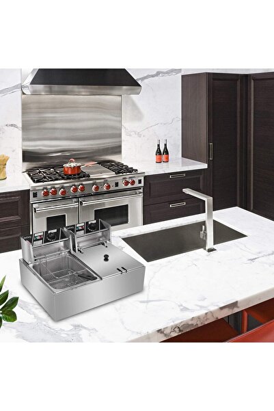 China Knoijijuo 5000W Deep Fryer Commercial Electric Fryer, 12L Dual Tank Deep Fryer, Countertop Double Ba