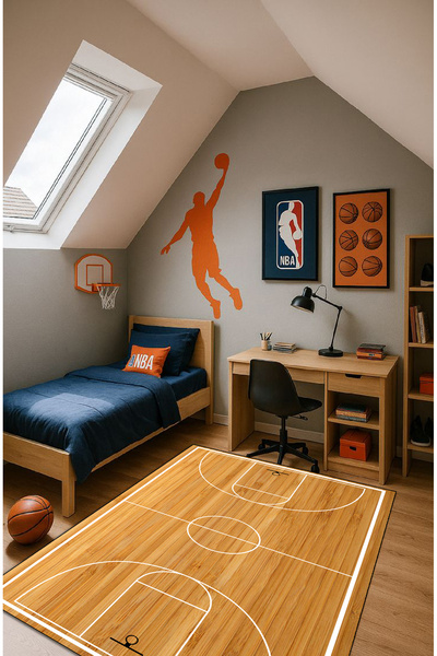 Artızon Dekoratif Kaymaz BASKET SAHASI Gamer Yıkanabilir Halı