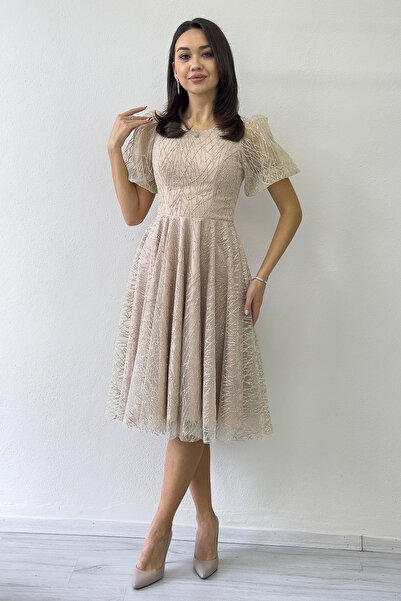 thezkscom Γυναικείο βραδινό φόρεμα με μπαλόνι μανίκια, ασημί, μεσαίου μήκους, νεροπράσινο, μαύρο, λευκό, ινδικό, χρυσό, πούδρα