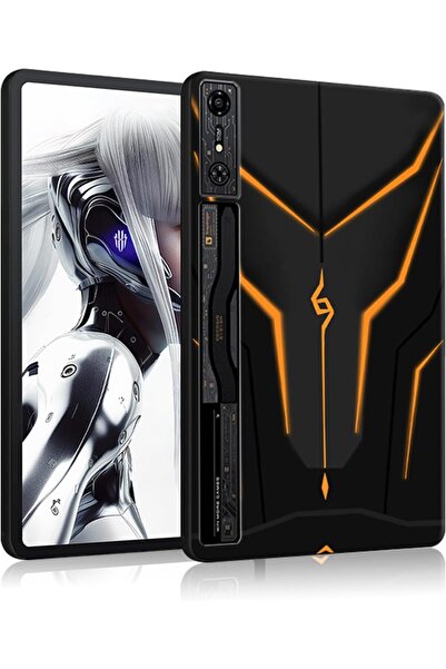KASTWAVE RedMagic Nova Tablet Case - Slim Lightweight Shockproof TPU & Silicone - 10.9 inch (Black-Orange)