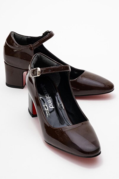 CCWAY AYAKKABI Women's Heeled Shoes Brown Patent Leather