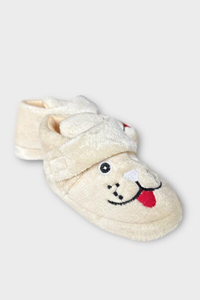 Liger Children's Velcro Anti-Slip Sole Kindergarten Nursery Home Shoes Slippers Cream