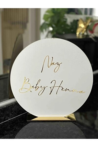 mars tasarım Yuvarlak Kişiye Özel Ahşap Üzeri GOLD Masa Üstü Söz - Nişan - Dü...