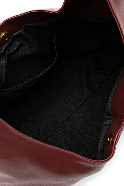 minebag Faux Leather Cris Belt Detailed Shoulder Bag Claret Red