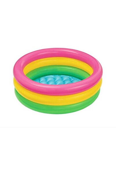Vision XXI Inflatable Children's Pool, Round, 3 Rings, Inflatable Floor, 150 x 35 cm, 140 Liters,