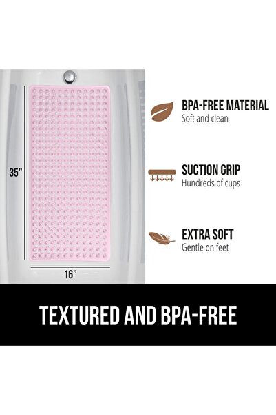 Primo Plus Bath and Shower Safety Mats, Non Slip with Suction Cups for Bathroom Stall and Tub Floor