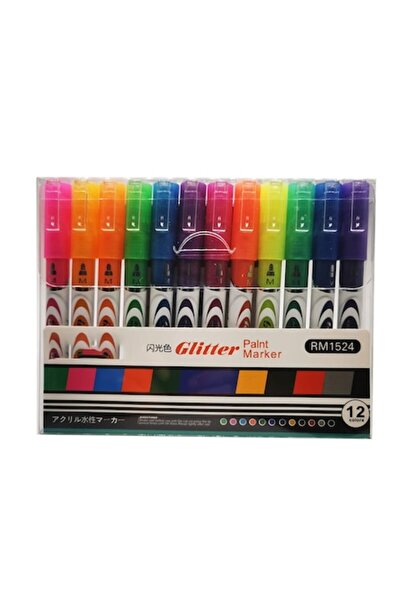 Vision XXI Σετ 12 Μαρκαδόρων με Ακρυλικό Χρώμα Γκλίτερ, 12 Χρώματα, Μεσαία Μύ...