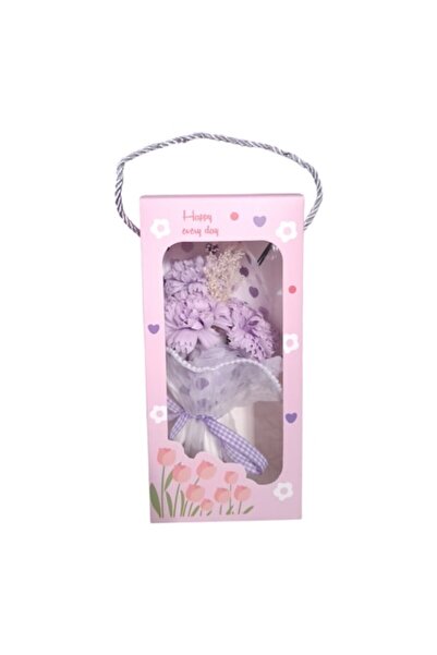 Vision XXI Buchet De Flori Mov Model Garoafe In Cutie Cu Maner Tip Snur