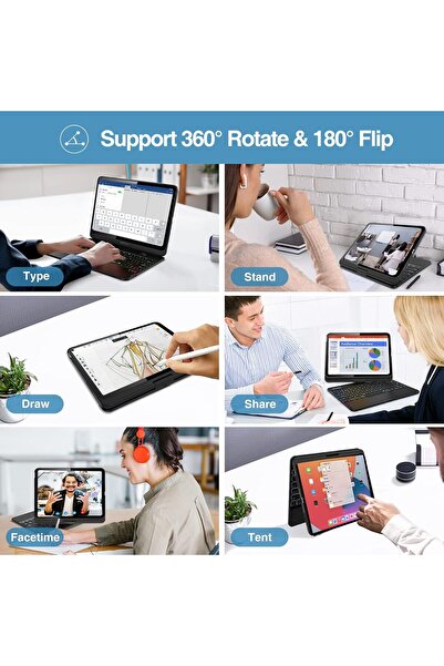PROCASE 360° Rotation iPad (A16) 11th / iPad 10th Gen 10.9'' Keyboard Case with Multi-Touch Trackpa