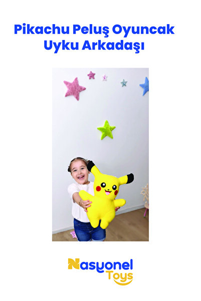 NASYONEL TOYS Pikachu Peluş Oyuncak 35 cm – Yumuşak Boncuk Elyaf Dolu Uyku Ar...