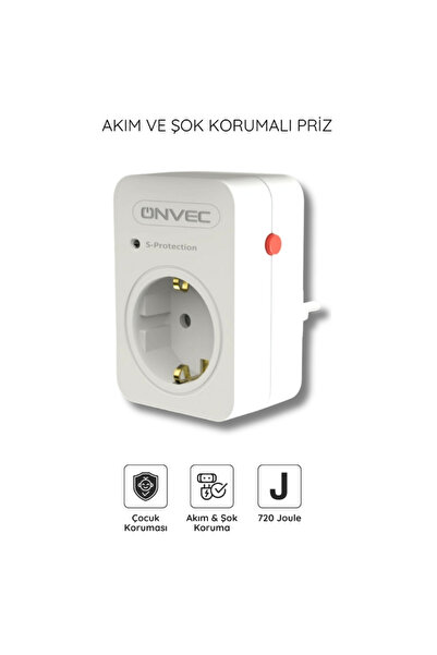 ONVEC ŞOK VE AKIM KORUMALI TEKLİ PRİZ
