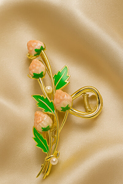 ŞEHRAZAT HANDMADE TASARIM Large Size Strawberry Figured Metal Clip Hair Clip