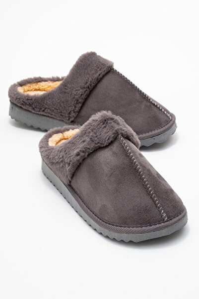 CCWAY AYAKKABI Papuci de casă cu blană pentru femei; GREY