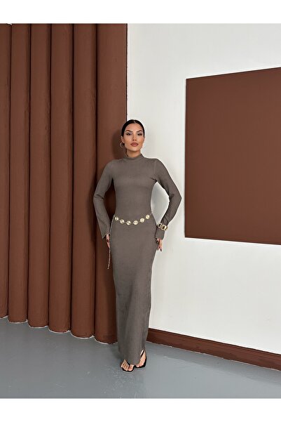 LE CARAMBOLE Γυναικείο μακρύ φόρεμα με λεπτομέρεια από ζώνη βιζόν