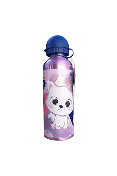 Vision XXI Sticlă de apă din aluminiu, 500 ml, design cu pisică,