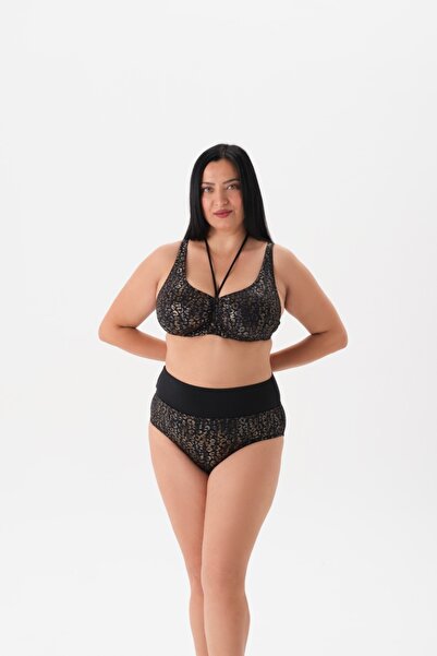 Eros Büyük Beden Parlak Dokulu Bikini Takım