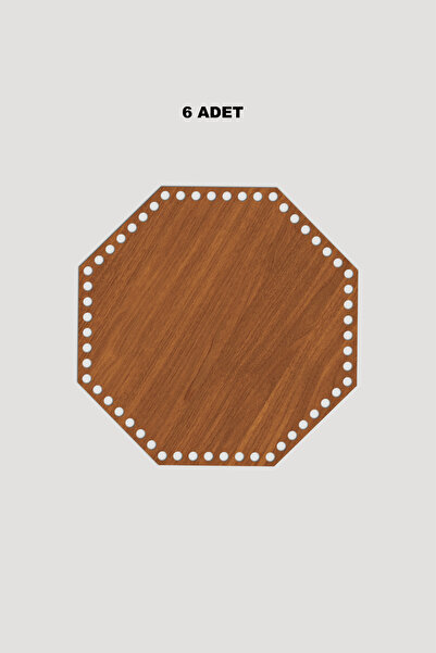 Lucena Дерев'яна восьмикутна підставка для кошика 9x9 см 6 штук Горіх 3 мм