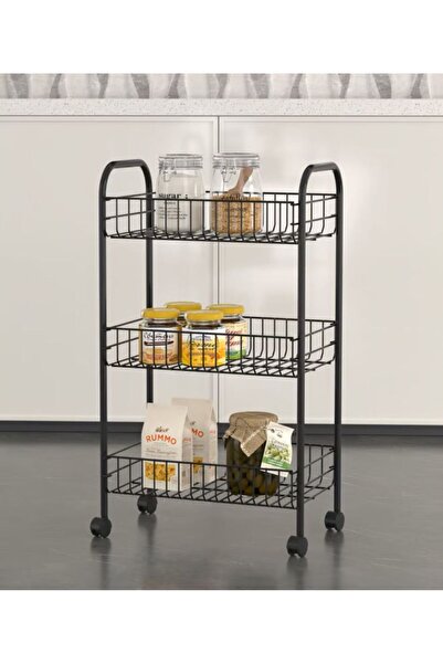 Organizer 3 Katlı Tekerlekli Metal Sebzelik