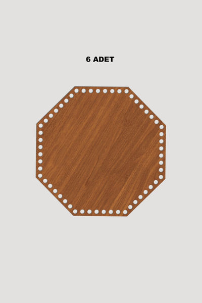 Lucena Дерев'яна восьмикутна підставка для кошика 18x18 см 6 штук Горіх 3 мм