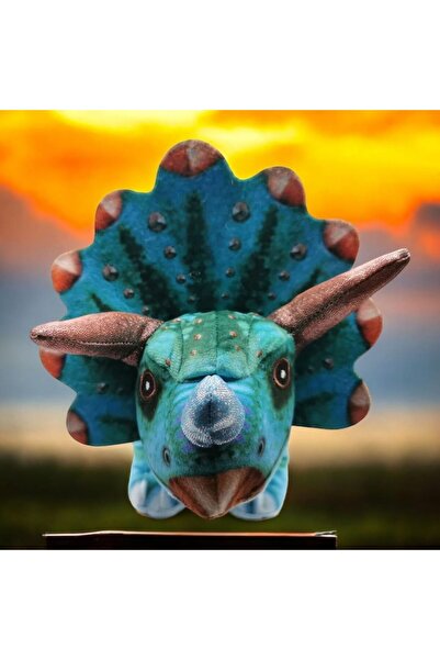 Vision XXI Jucărie de pluș, Dinozaur Triceratops, 36 cm, Albastru, VisionXXI