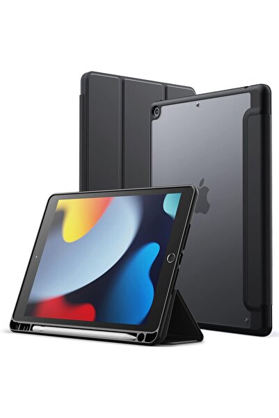 JETech حافظة حماية غير لامعة لجهاز iPad 10.2 (7/8/9) مع حامل قلم - أسود