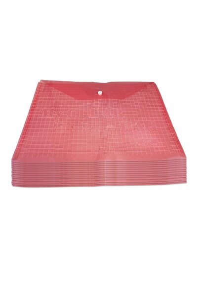 Vision XXI Set 12 plastic folders A4, Vision, 100 microns with button, red,