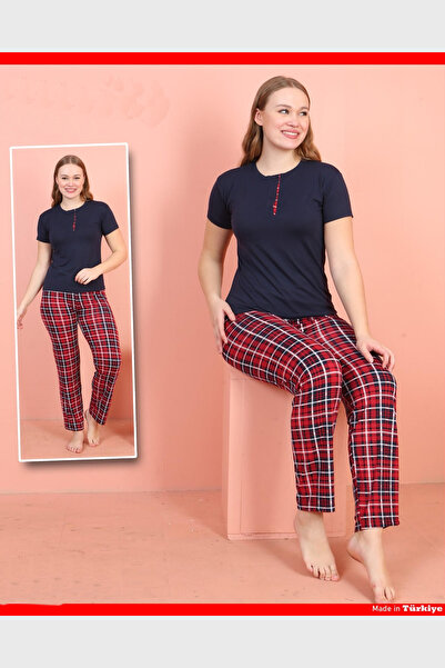 nasbina Жіночий піжамний комплект з короткими рукавами та напівзастібкою