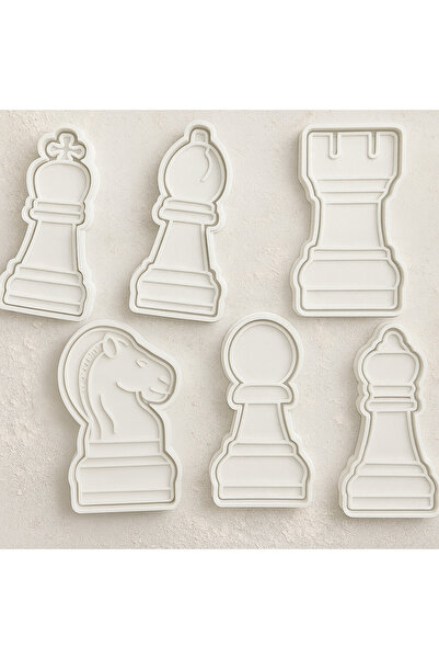 PUREYSMA Satranç Şekilli Kurabiye Kalıbı Seti | 6 Parça Taş Figürlü Hamur Kes...