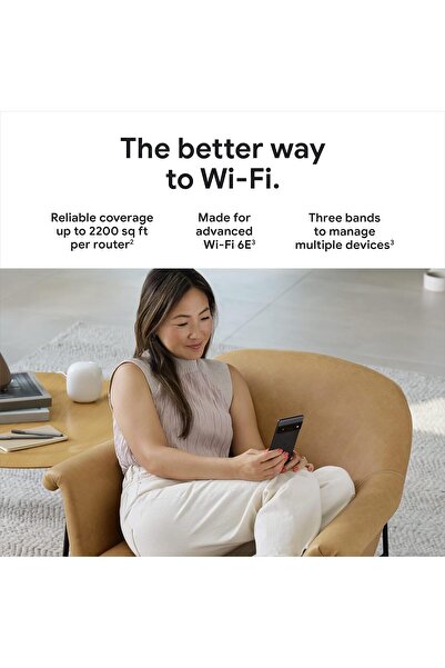 Google Nest WiFi Pro - 6E - نظام واي فاي منزلي موثوق به مع سرعة عالية وتغطية كاملة للمنزل - Mes