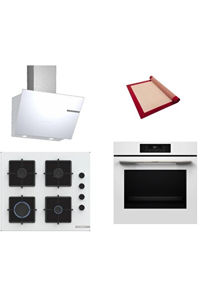 Bosch Beyaz 3 lü Ankastre Set (HJG852YW0-POP6C2P30O-DWK66PJ20T) 3D Fry - Pişi...