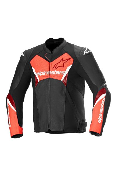 Alpinestars Faster V3 Air Korumalı Deri Motosiklet Montu Siyah Kırmızı