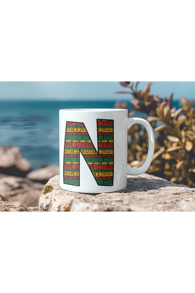 Beramussa كوب بنمط عرقي على شكل حرف N - كوب شاي وقهوة على الطراز الأفريقي - ه...