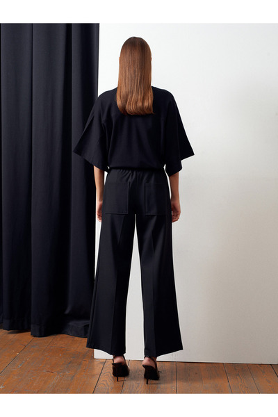 Dilvin 72180 Kemerli Bol Kesim Pantolon-Siyah