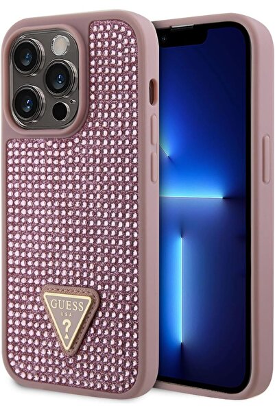 erorex جراب Guess لهاتف Iphone 15 Pro جراب مرصع بأحجار الراين مع شعار مثلث مضاد للخدش ومقاوم للسقوط...