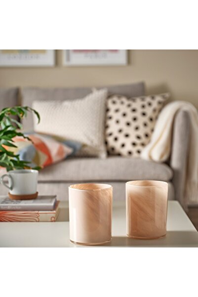 IKEA VINDSTILLA Candle holder, beige, 15 cm