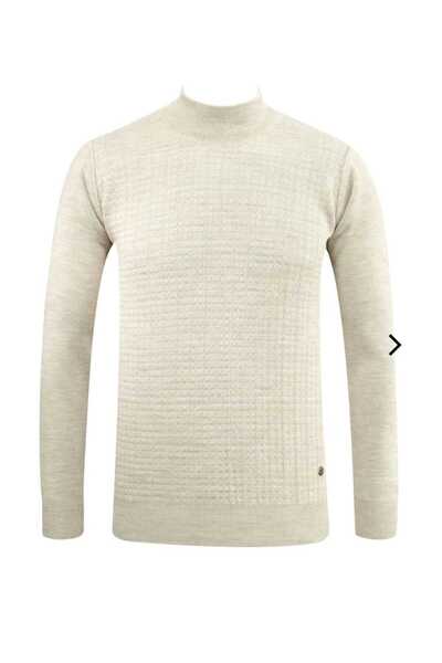 güncüoğlu Half Fisherman Self-Patterned Steel Knitted Men's Sweater