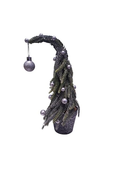 Vision XXI Mini brad decorativ de Crăciun cu ornamente argintii, Vision XXI, înălțime 29 cm