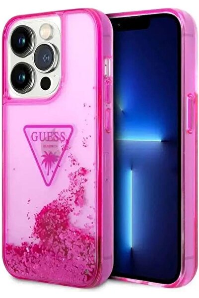 erorex جراب Guess لهاتف Iphone 15 Pro، جراب سائل لامع مع شعار مثلث شفاف مضاد للخدش