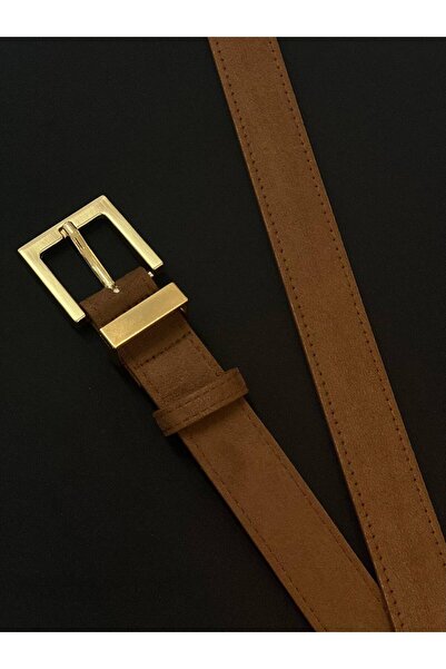 Fiori Süet Kare Tokalı Köprülü Kadın Kemeri, Pantolon Kemeri, Ceket Kemeri, Elbise Kemeri