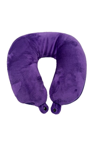 OEM Pernă de călătorie pentru gât cu micro-bile și husă de catifea, violet