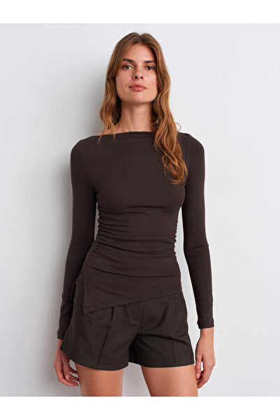 Dilvin 32198 Κορδόνι με κορδόνια που συσφίγγει τον λαιμό-Σκούρο καφέ