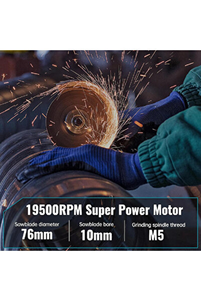 OEM Cordless Angle Grinder 36V 2Ah, 19500RPM, 2 Batteries, 5 Cutting Discs, ZUBI