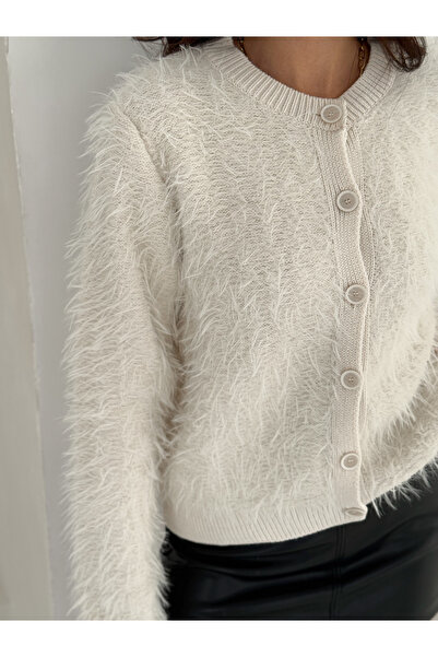 Dumy Women's Soft Textured Knit Cardigan – Thick Knit Crew Neck Cardigan