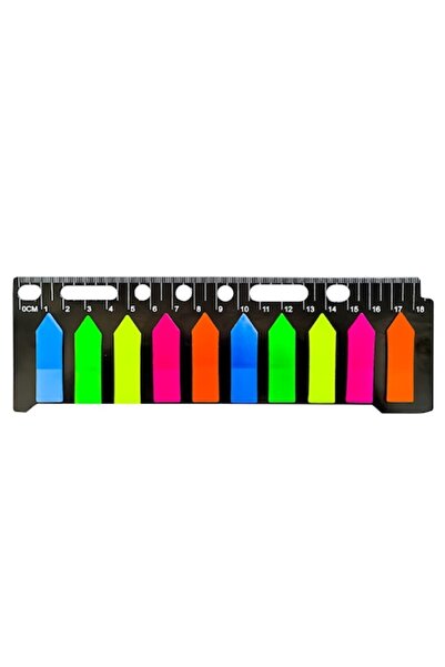 Vision XXI Set Notes Adeziv Tip Index cu Rigla, 10 benzi multicolore, 45x12mm